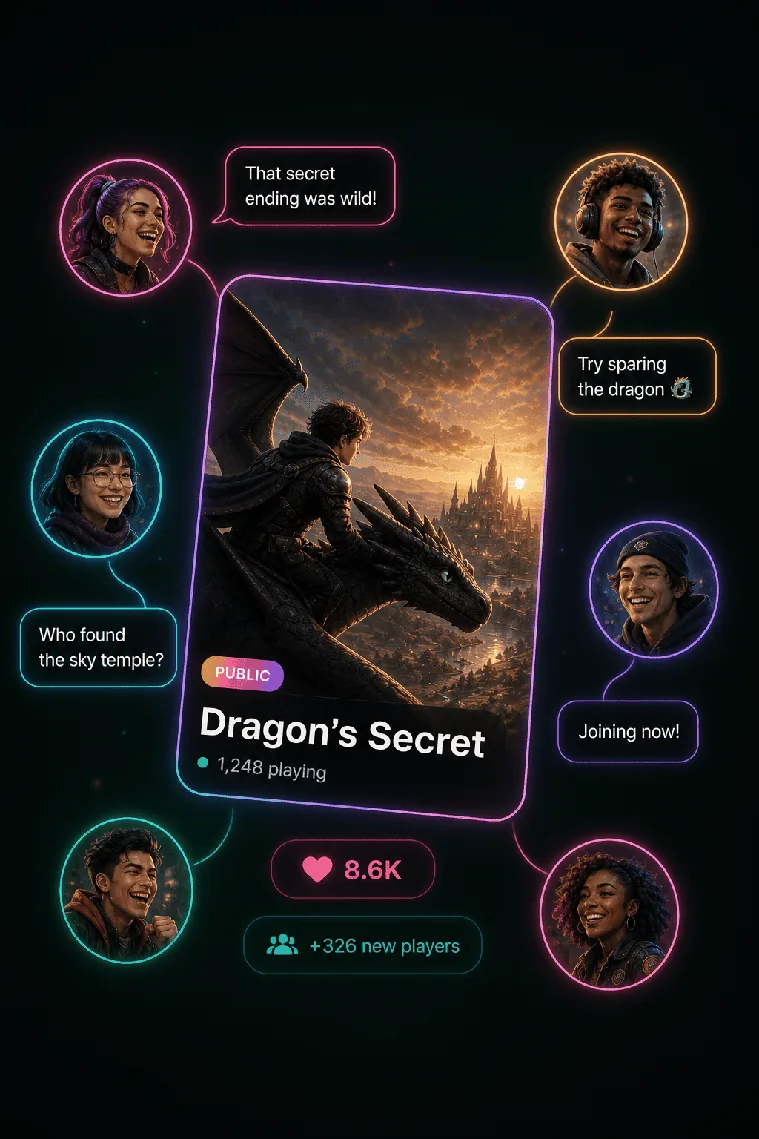 Players joining and sharing a published fantasy adventure